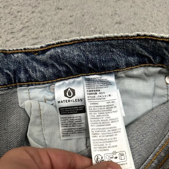 Levis Jeans Mens 34x32 Blue Denim 511 Slim‎ Straight Light Wash Paint Splatter - Picture 11 of 14